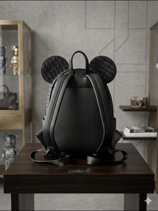 Loungefly Disney Parks Black Woven Faux Leather Minnie Ears Mini Backpack - NWOT main image 4